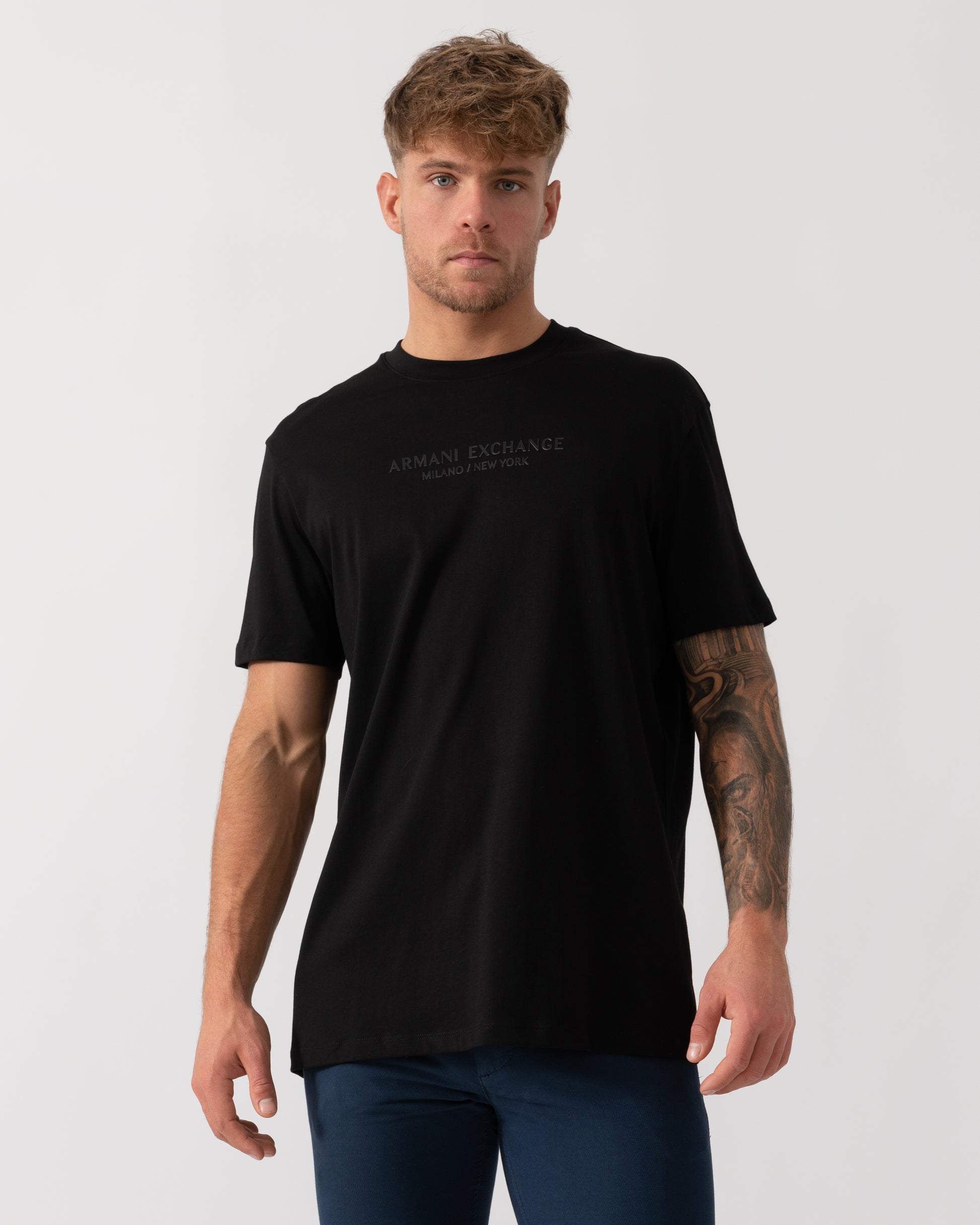 Armani Exchange Tonal City Logo T-Shirt - Black/White MC09E - Main