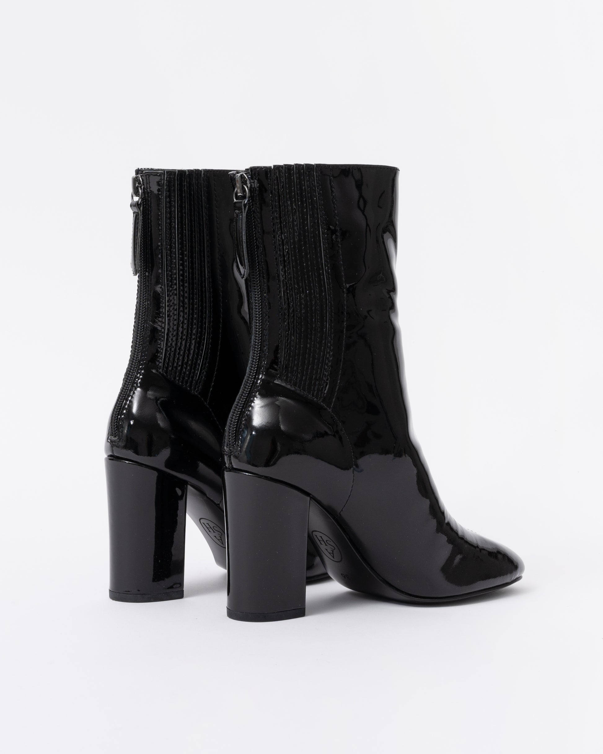 Ash Jasmin Heeled Boots Black Patent Leather
