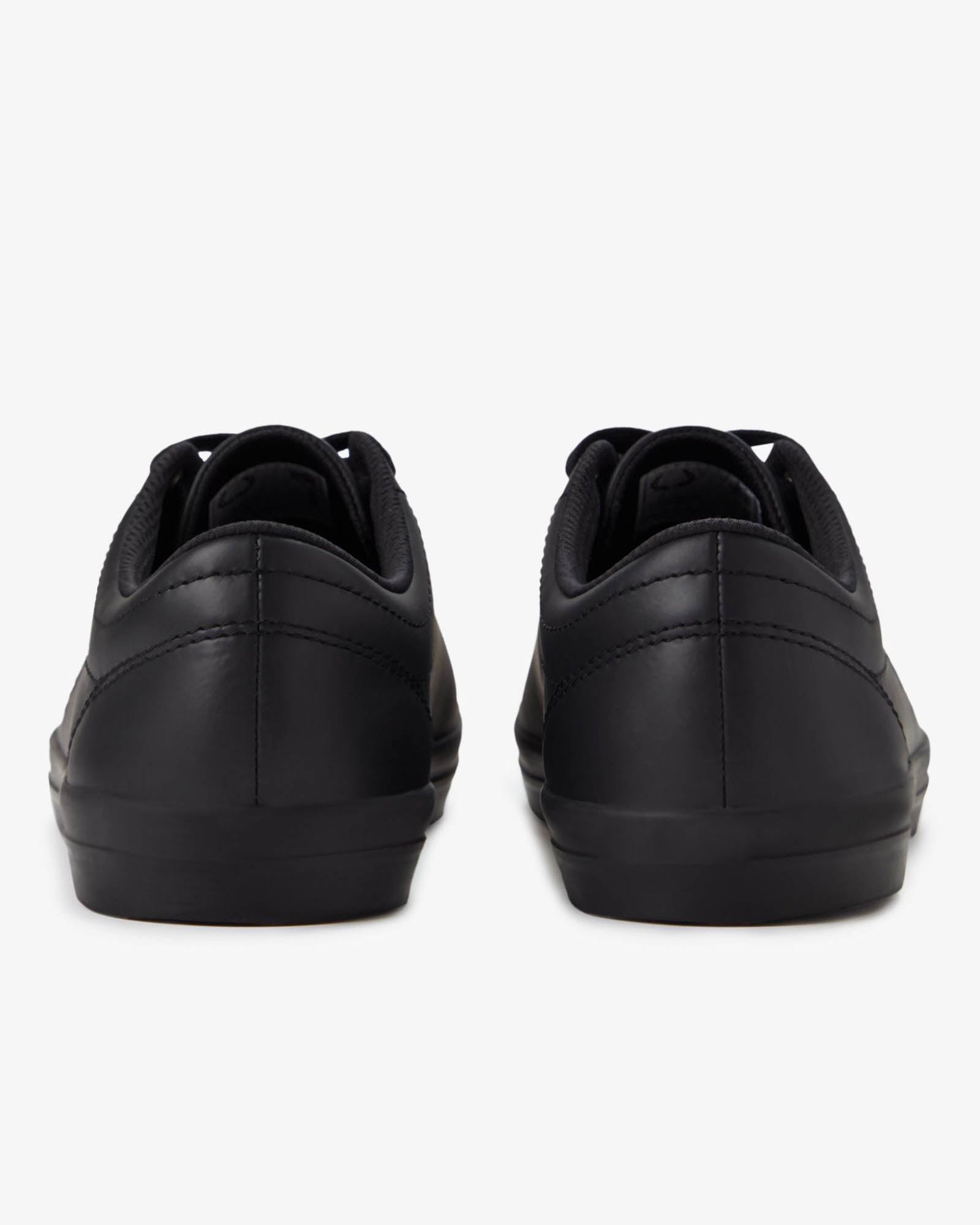 Fred Perry Mens Baseline Leather Trainers in Black 102 - Heel