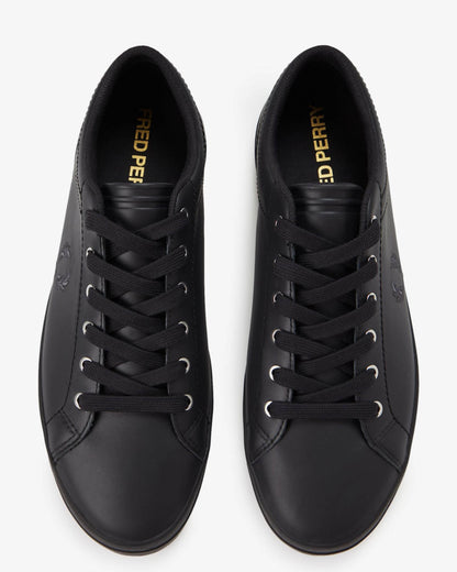 Fred Perry Mens Baseline Leather Trainers in Black 102 - Top View