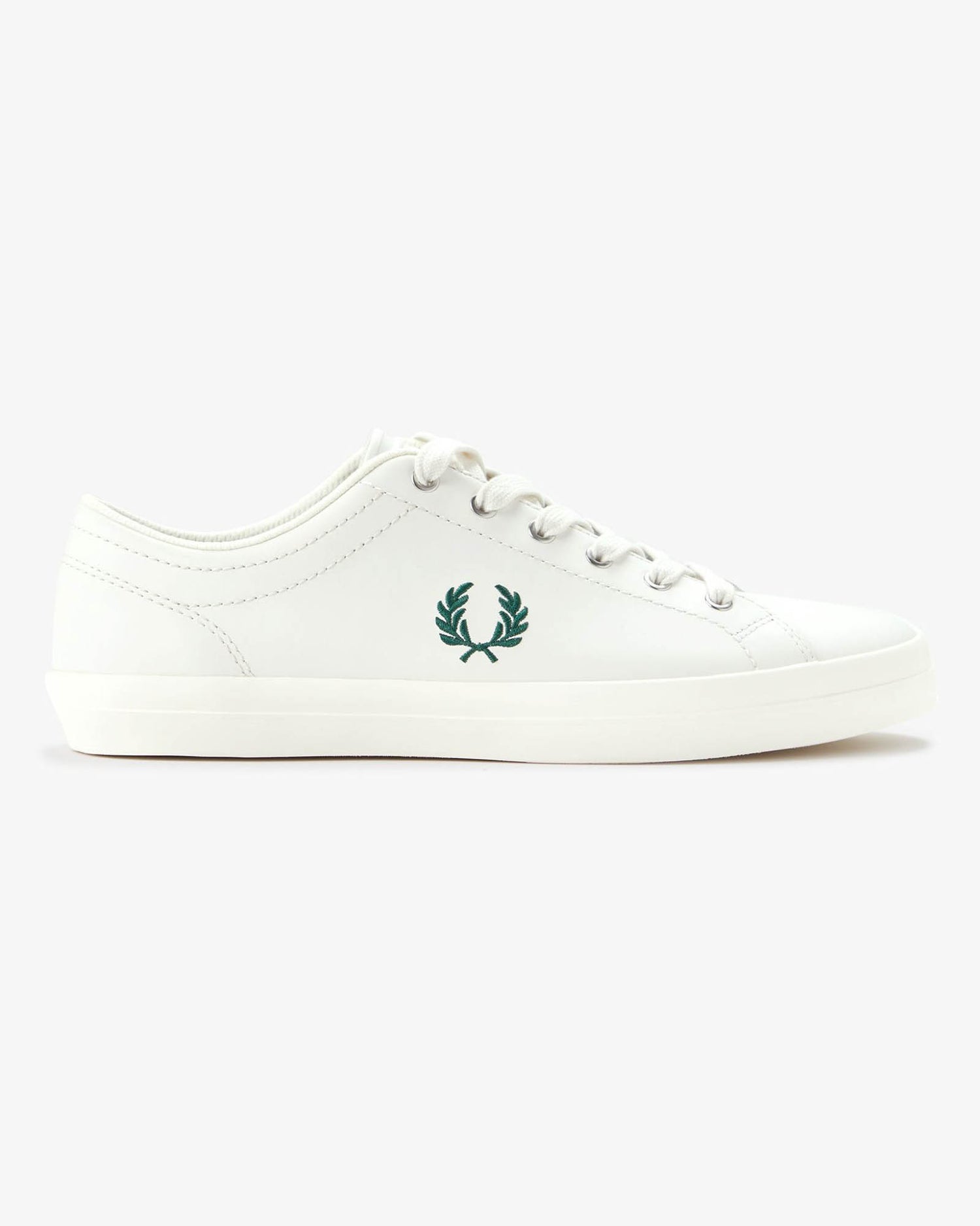 Fred Perry Mens Baseline Leather Trainers in Snow White 303 - Side
