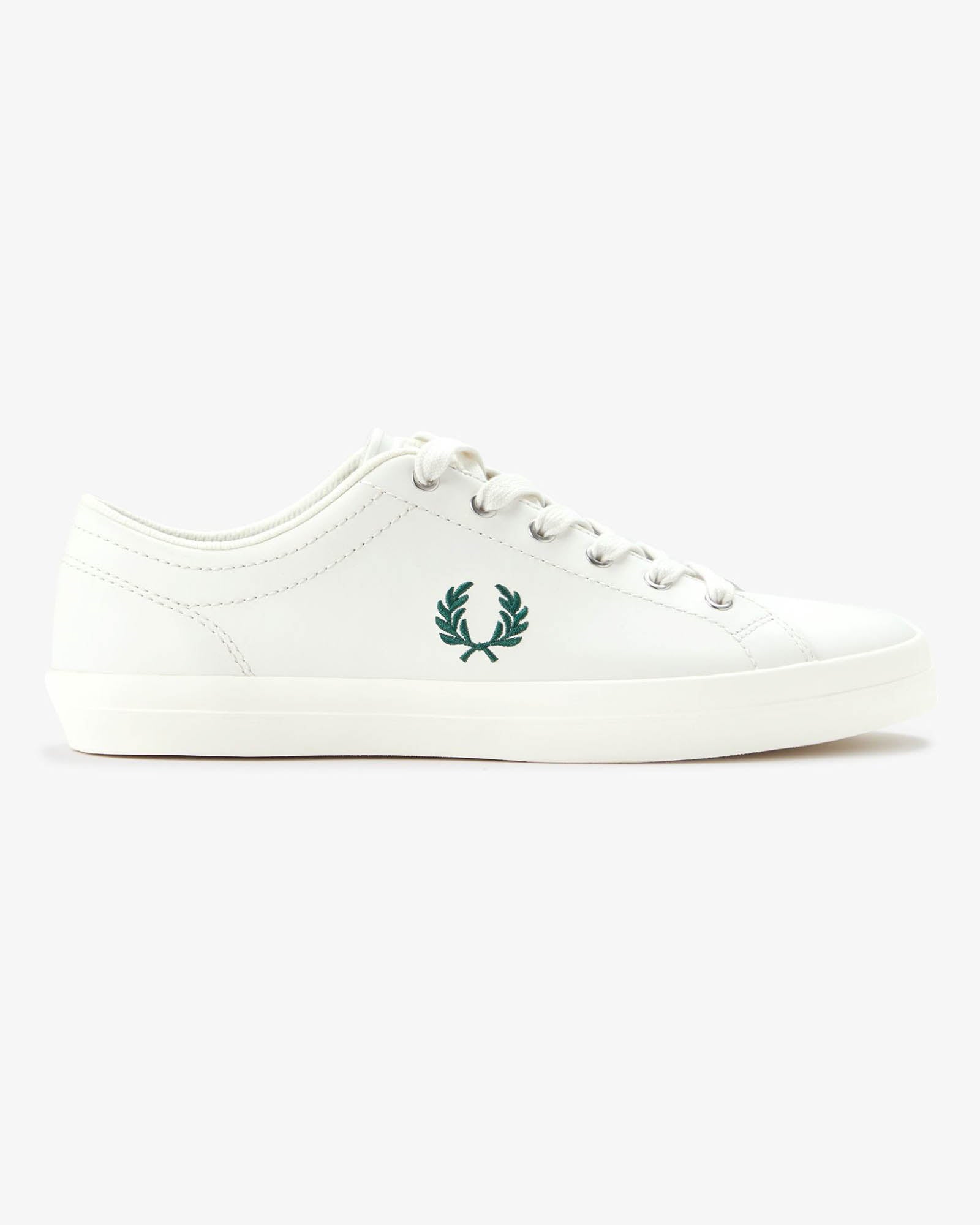 Fred Perry Mens Baseline Leather Trainers in Snow White 303 - Side