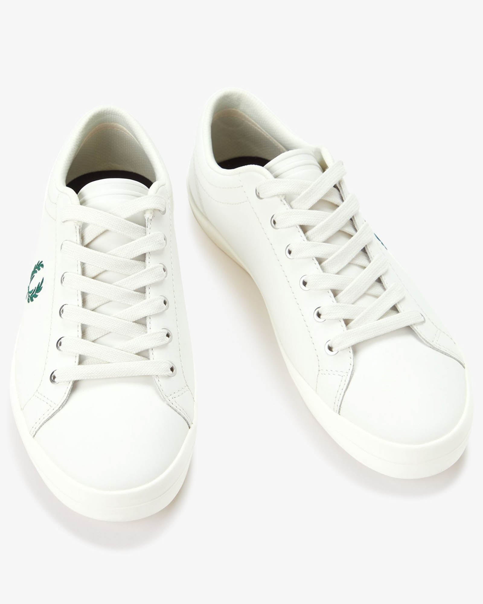 Fred Perry Mens Baseline Leather Trainers in Snow White 303 - Front