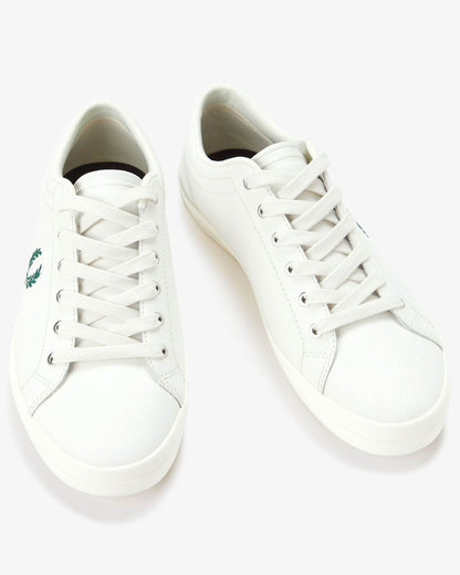 Fred Perry Mens Baseline Leather Trainers in Snow White 303 - Front