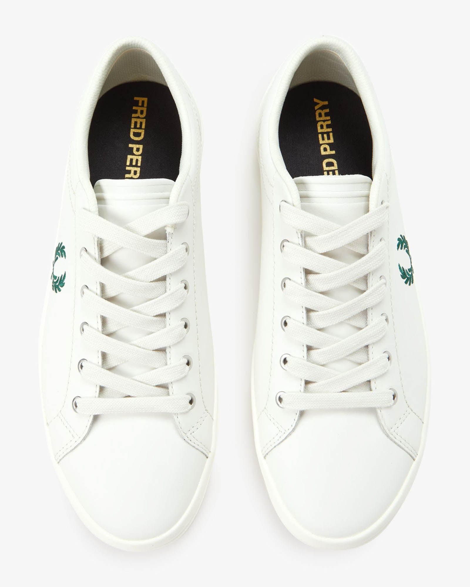 Fred Perry Mens Baseline Leather Trainers in Snow White 303 - Top View