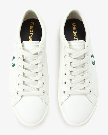 Fred Perry Mens Baseline Leather Trainers in Snow White 303 - Top View