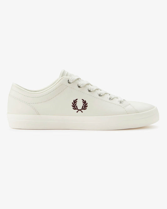 Fred Perry Mens Baseline Leather Trainers in Light Ecru 760 - Side