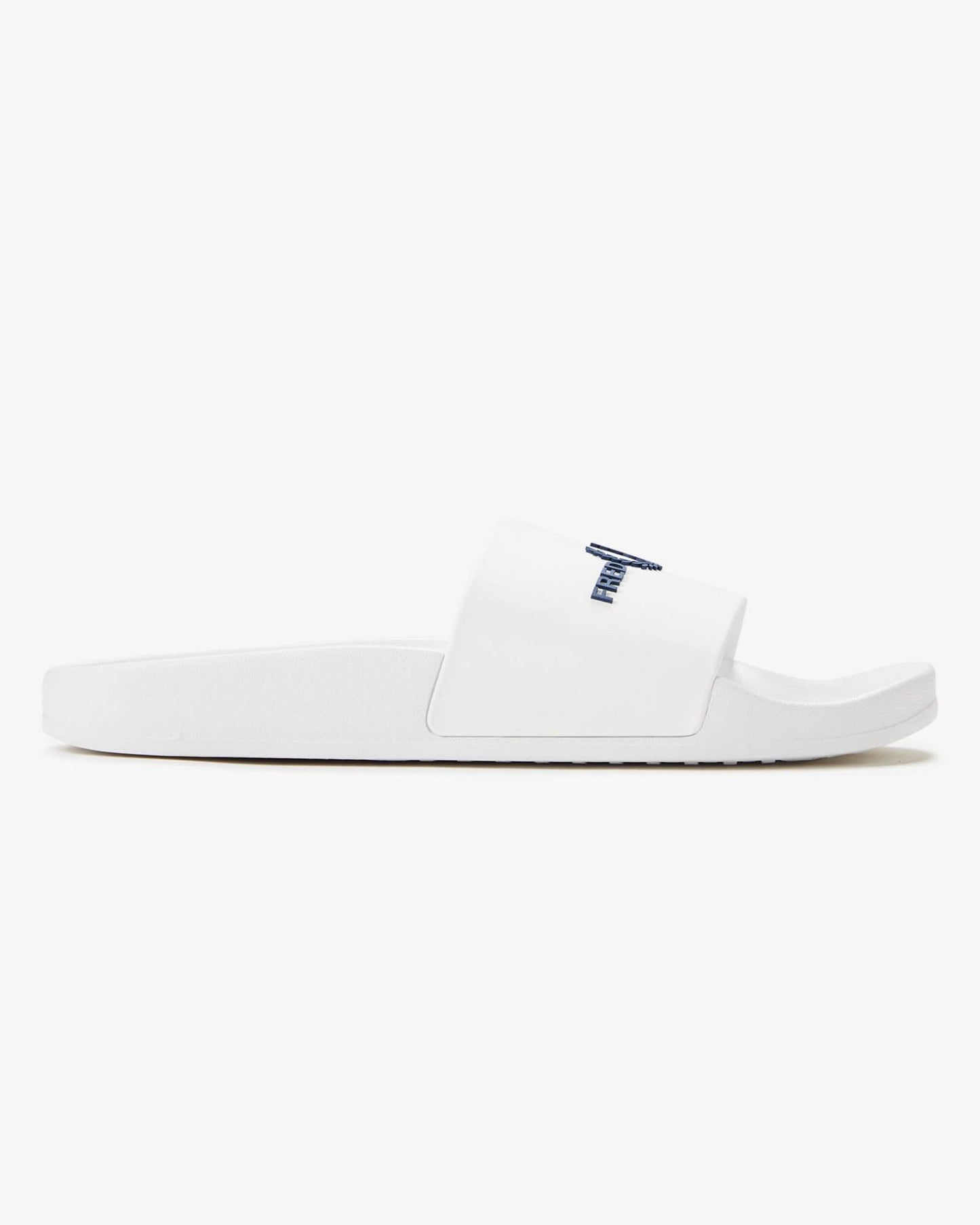 Fred Perry Mens Branded Slider - White/Navy 100 | CHO | Designer Mens Sandals