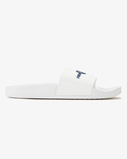 Fred Perry Mens Branded Slider - White/Navy 100 | CHO | Designer Mens Sandals