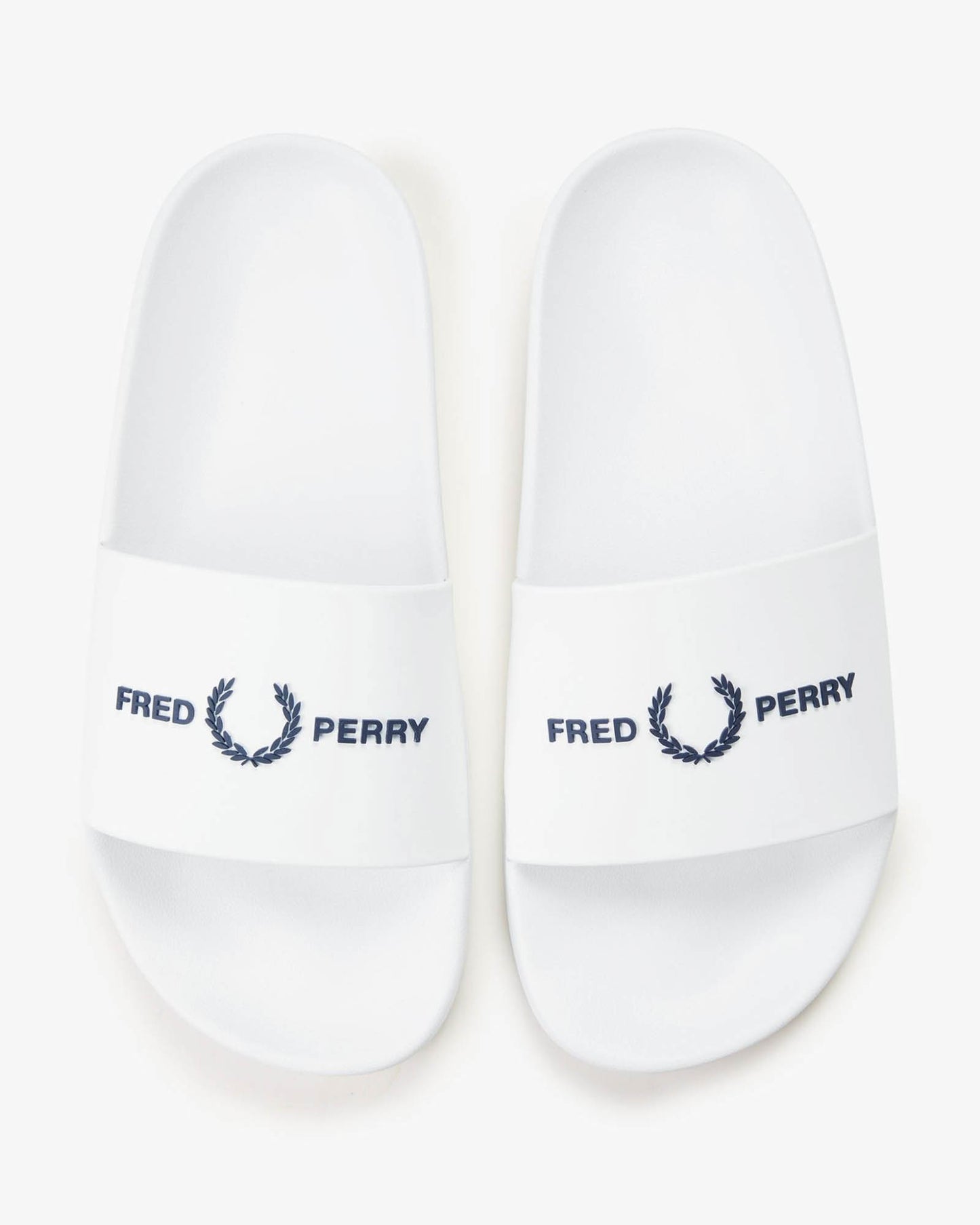 Fred Perry Mens Branded Slider - White/Navy 100 | CHO | Designer Mens Sandals