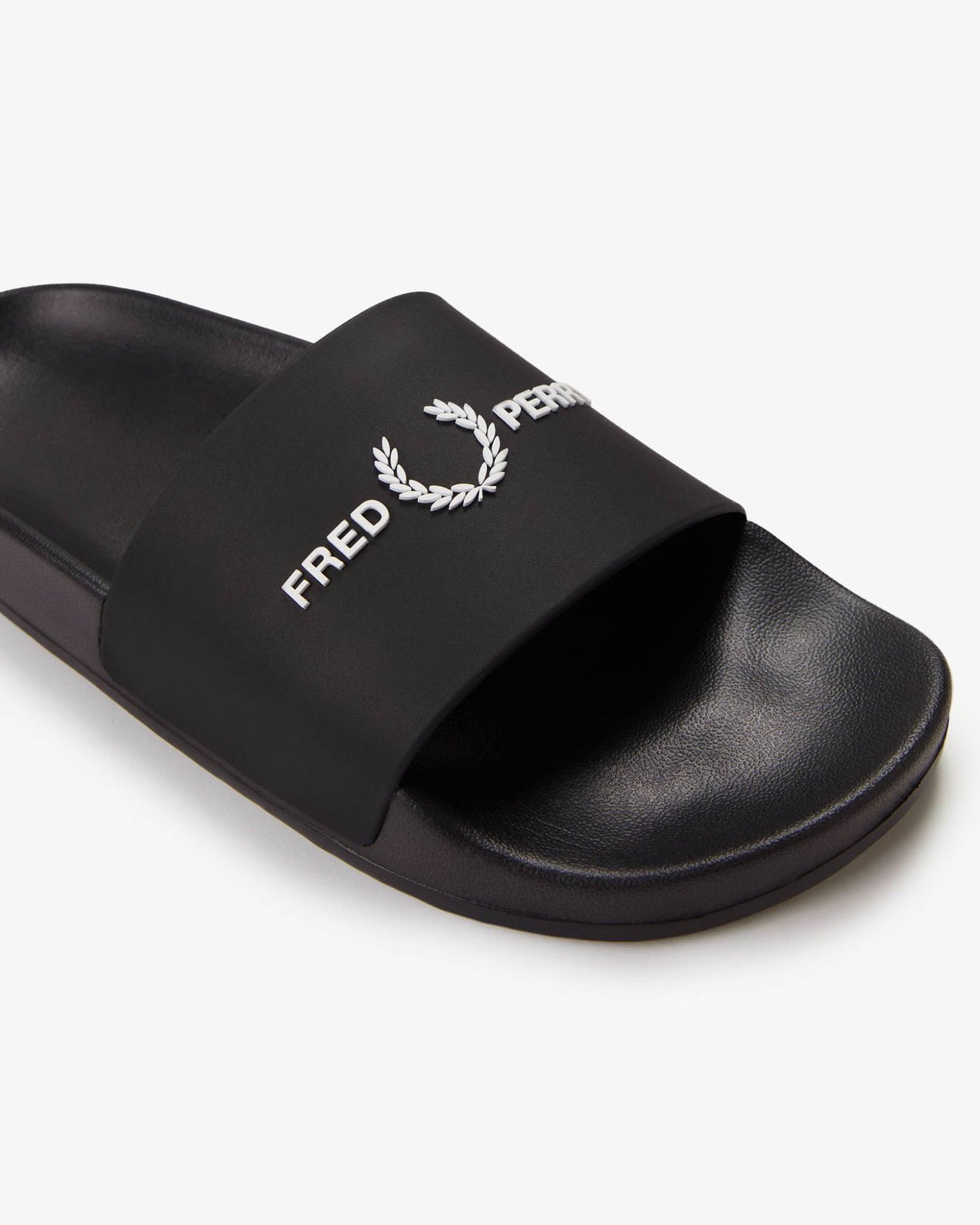 Fred Perry Mens Branded Slider - Black 102 | CHO | Designer Mens Sandals