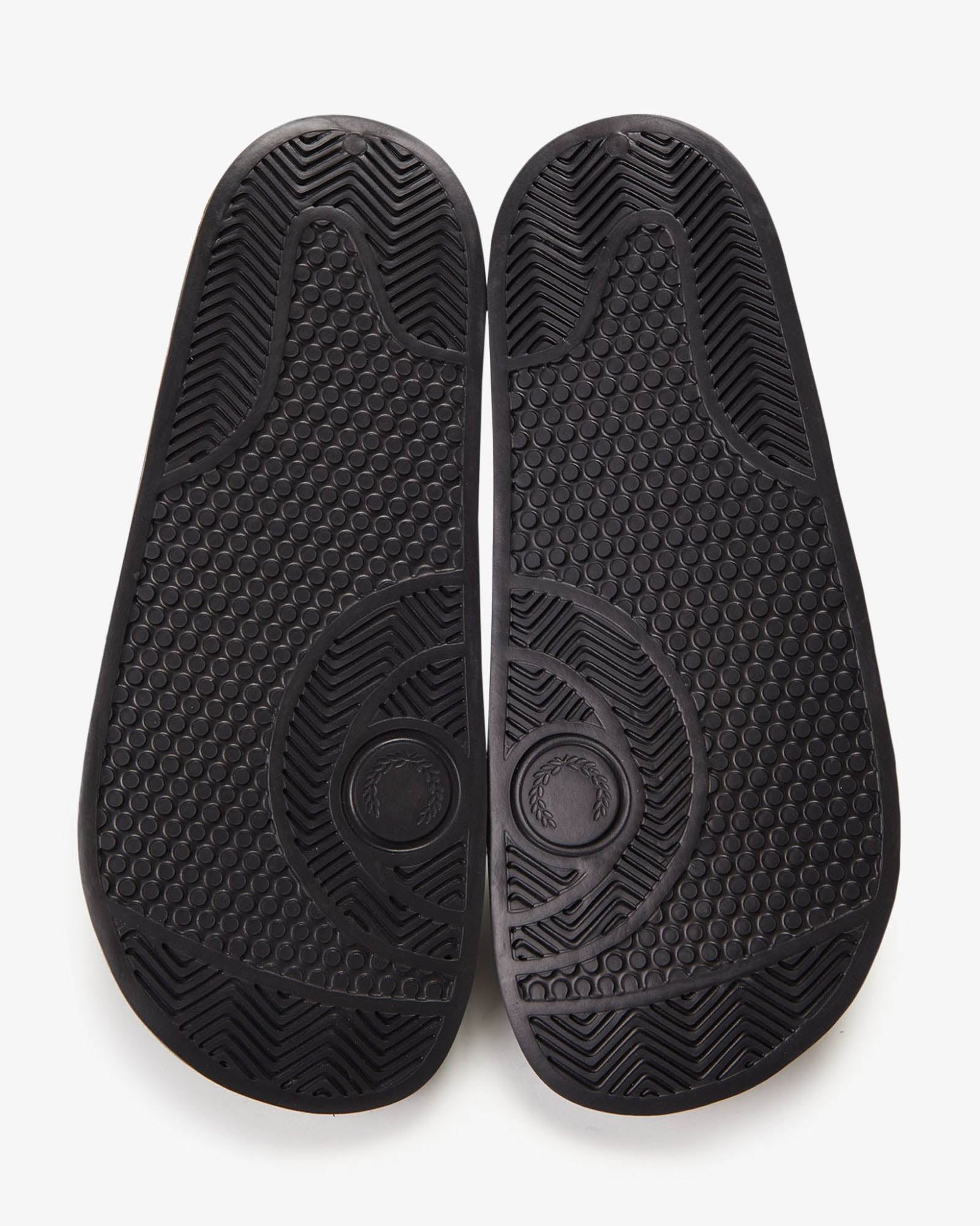 Fred Perry Mens Branded Slider - Black 102 | CHO | Designer Mens Sandals