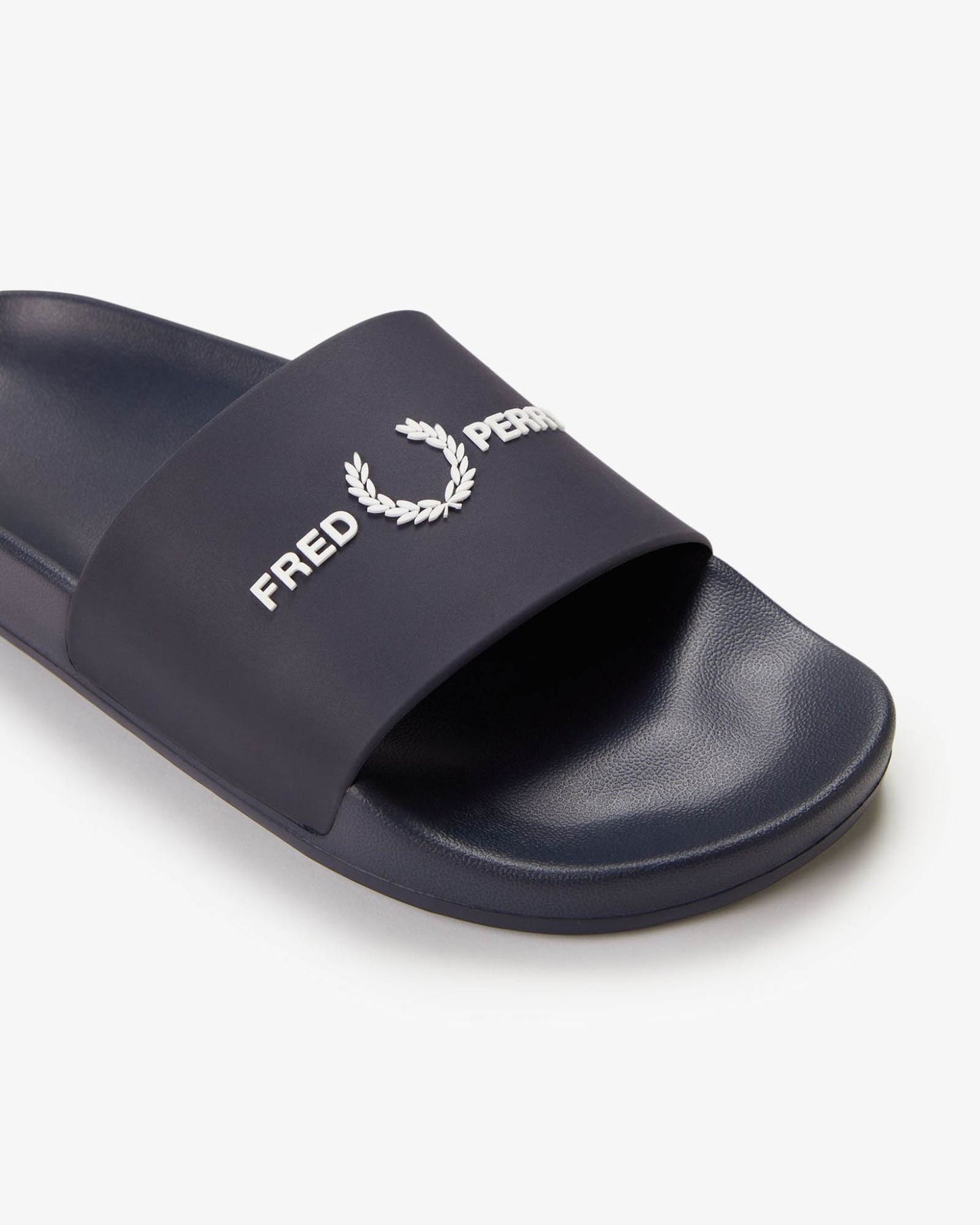 Fred Perry Mens Branded Slider - Navy 608 | CHO | Designer Mens Sandals