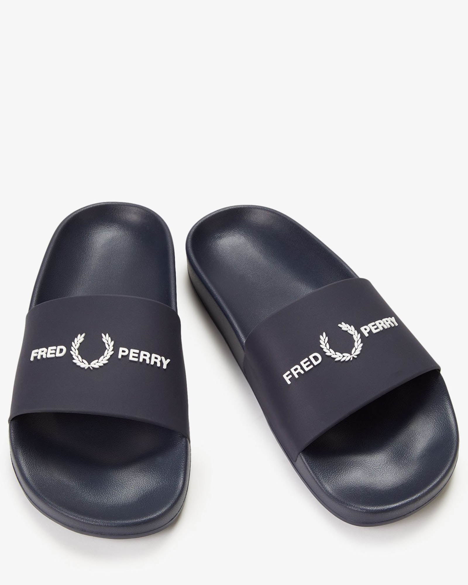 Fred Perry Mens Branded Slider - Navy 608 | CHO | Designer Mens Sandals
