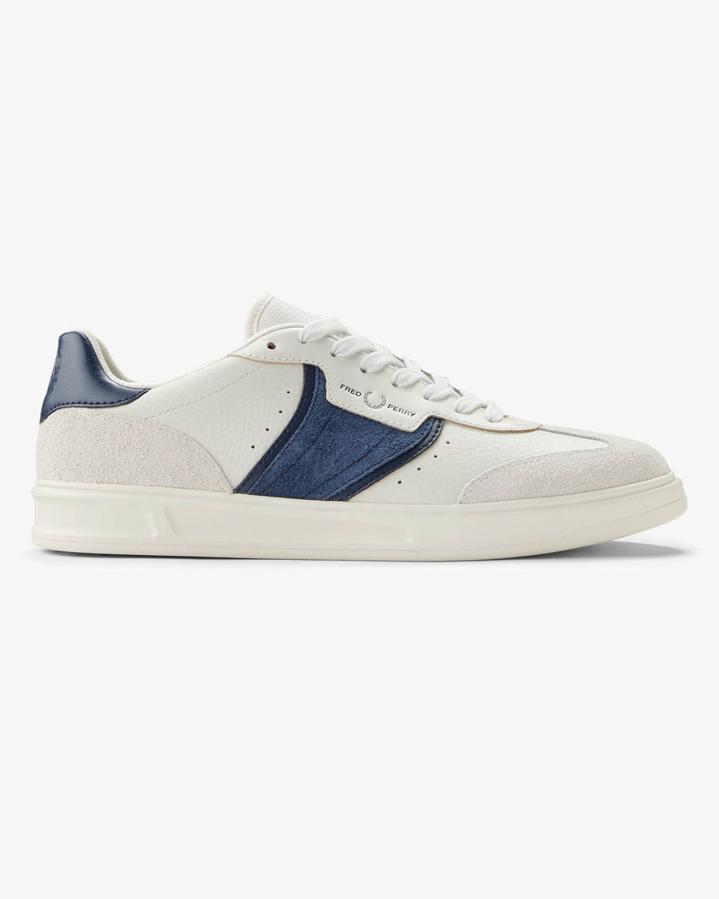 Fred Perry Mens B4 Mens Textured Leather/Suede Trainers - Porcelain 254 | CHO | Designer Mens Trainers