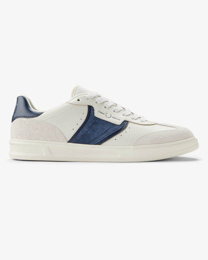 Fred Perry Mens B4 Mens Textured Leather/Suede Trainers - Porcelain 254 | CHO | Designer Mens Trainers