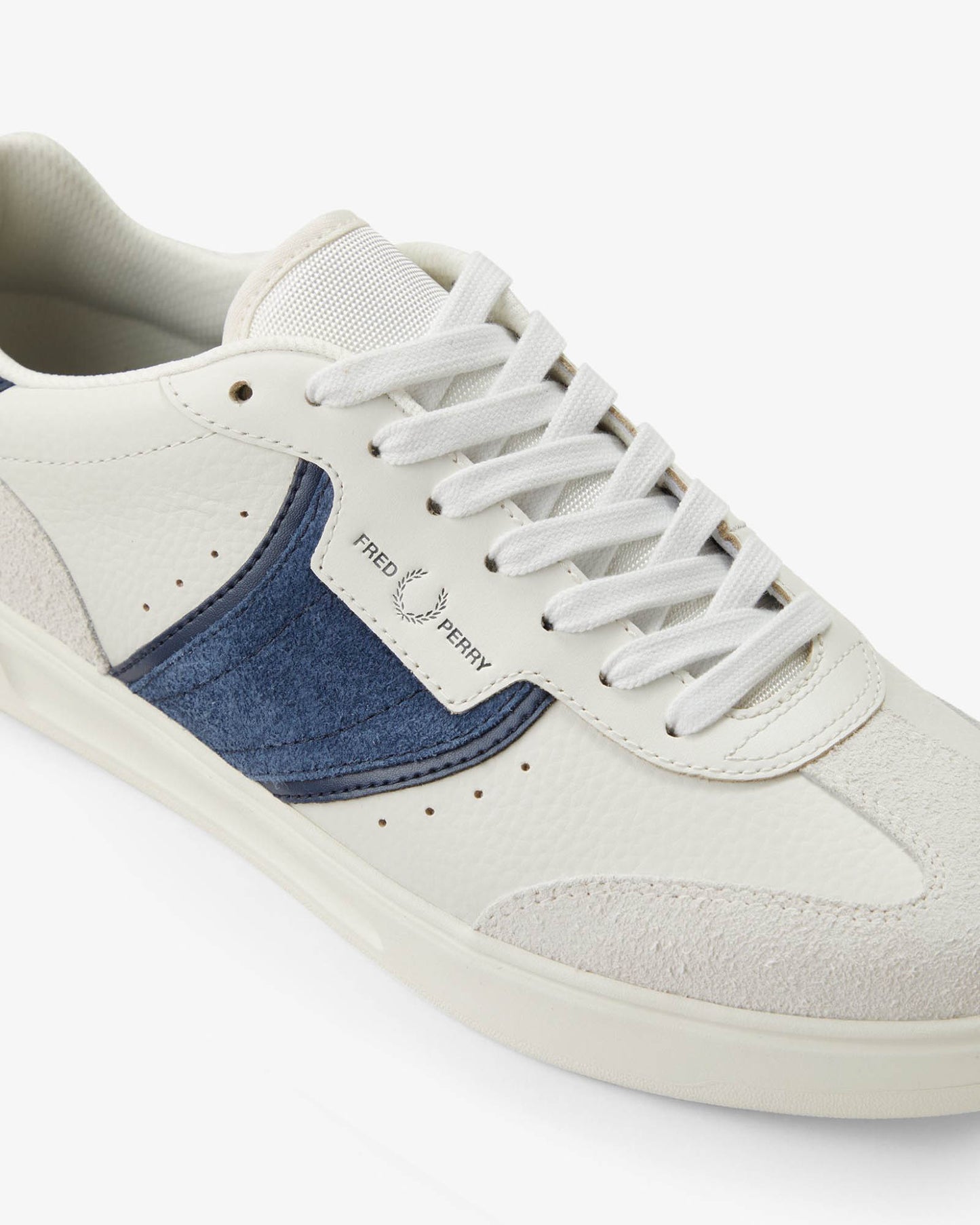 Fred Perry Mens B4 Mens Textured Leather/Suede Trainers - Porcelain 254 | CHO | Designer Mens Trainers