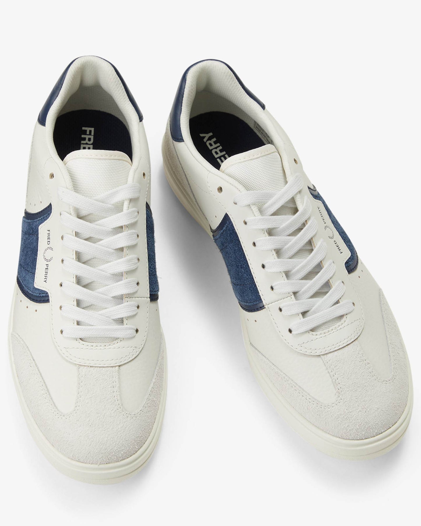 Fred Perry Mens B4 Mens Textured Leather/Suede Trainers - Porcelain 254 | CHO | Designer Mens Trainers