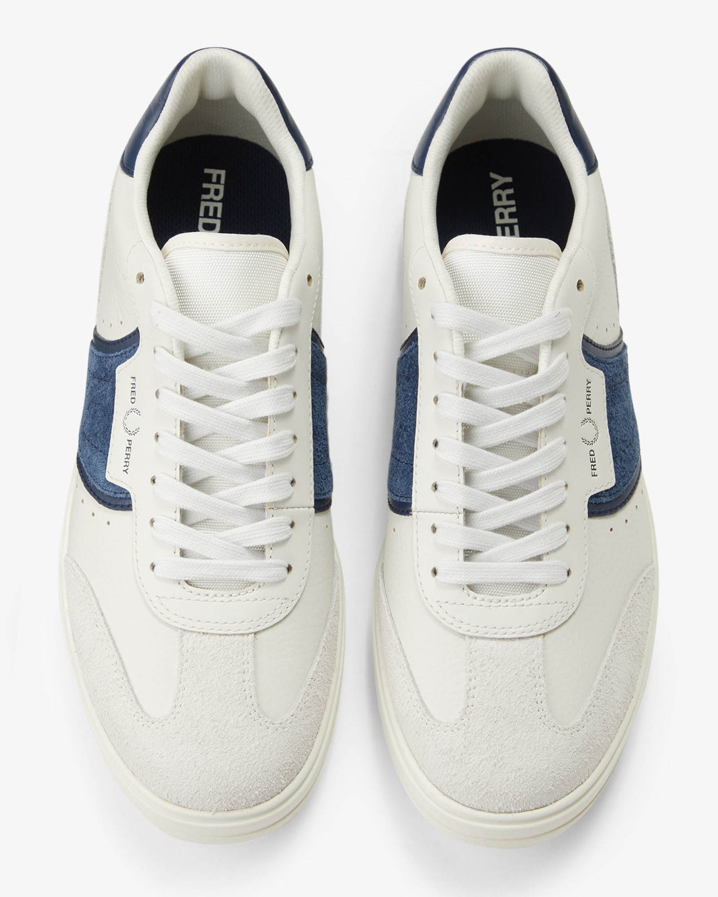 Fred Perry Mens B4 Mens Textured Leather/Suede Trainers - Porcelain 254 | CHO | Designer Mens Trainers