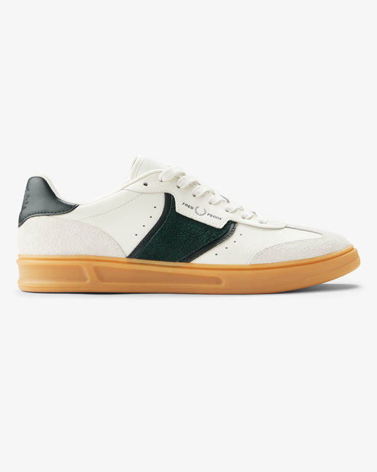 Fred Perry Mens B4 Mens Textured Leather/Suede Trainers - Light Ecru 760
