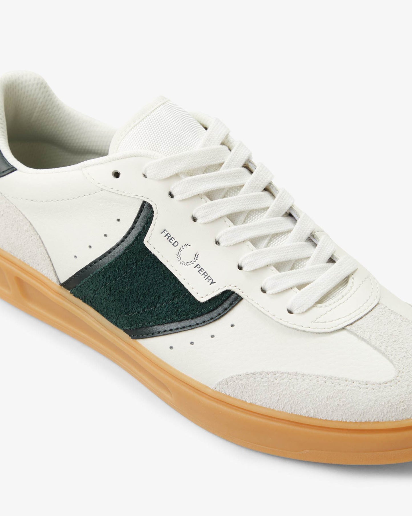 Fred Perry Mens B4 Mens Textured Leather/Suede Trainers - Light Ecru 760 | CHO | Designer Mens Trainers