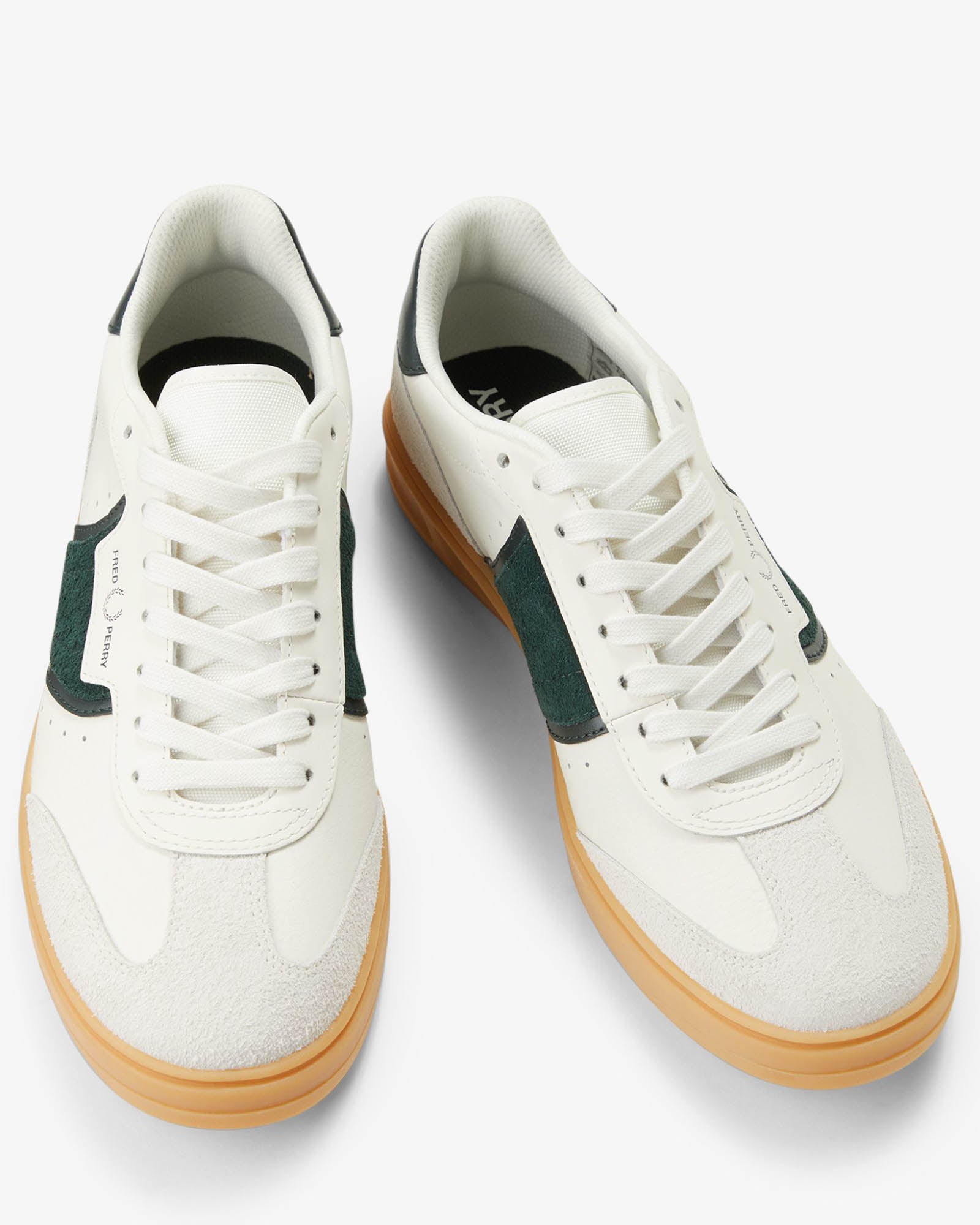 Fred Perry Mens B4 Mens Textured Leather/Suede Trainers - Light Ecru 760 | CHO | Designer Mens Trainers