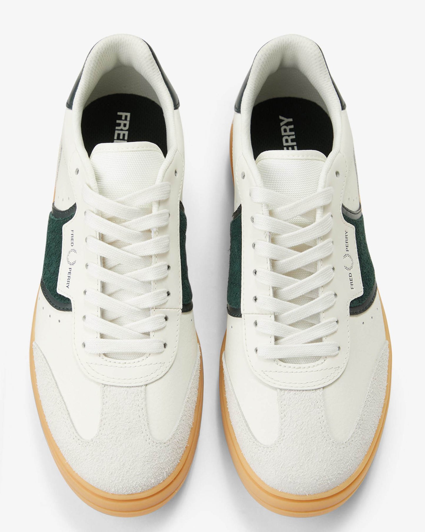 Fred Perry Mens B4 Mens Textured Leather/Suede Trainers - Light Ecru 760 | CHO | Designer Mens Trainers