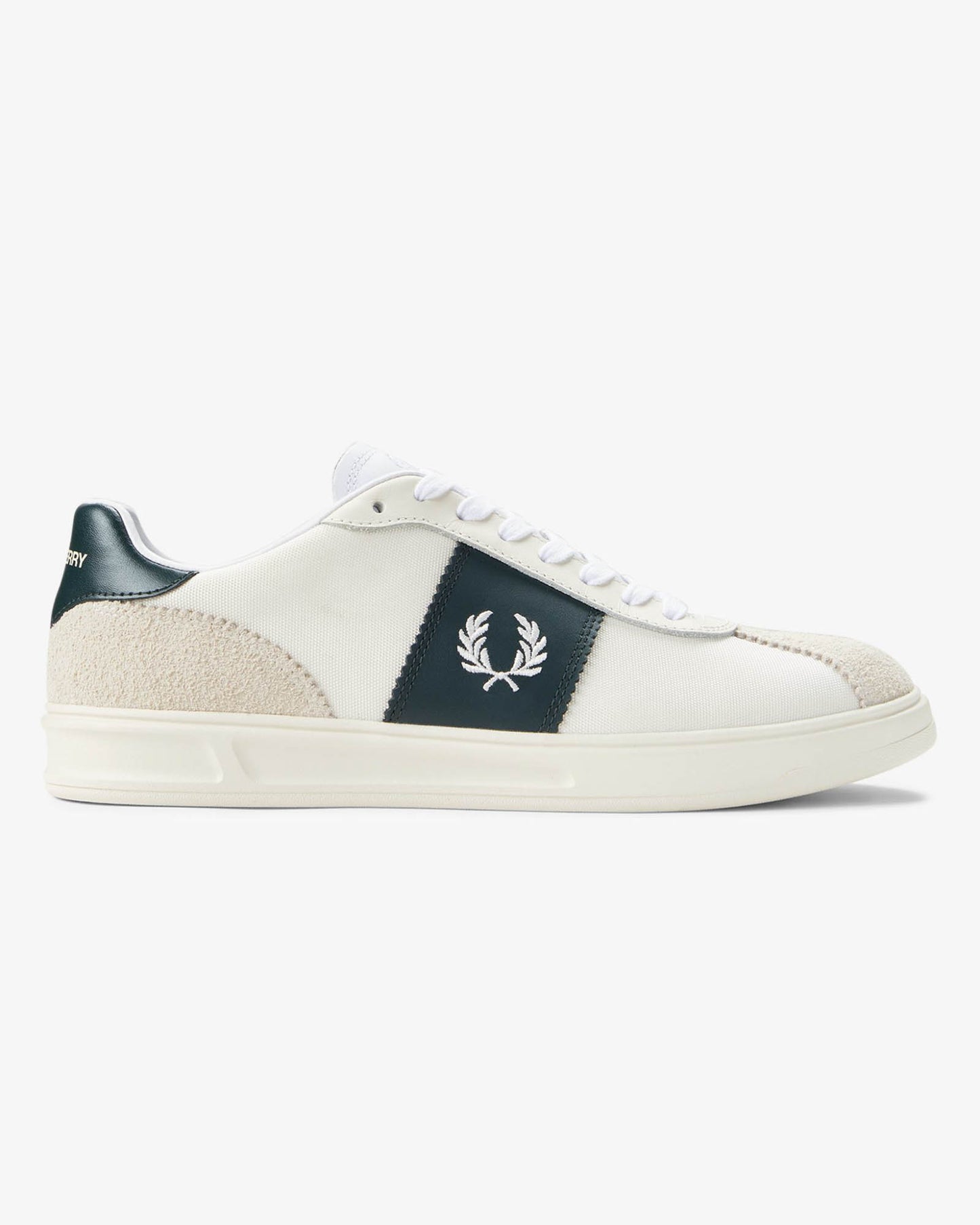Fred Perry B4 Textured Poly/Suede Mens Trainers - Ecru 560 | CHO | Designer Mens Trainers
