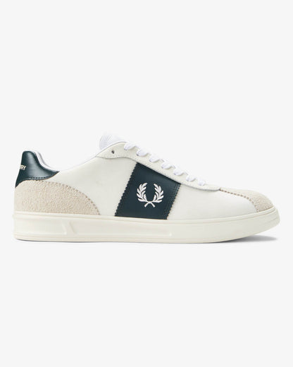 Fred Perry B4 Textured Poly/Suede Mens Trainers - Ecru 560 | CHO | Designer Mens Trainers