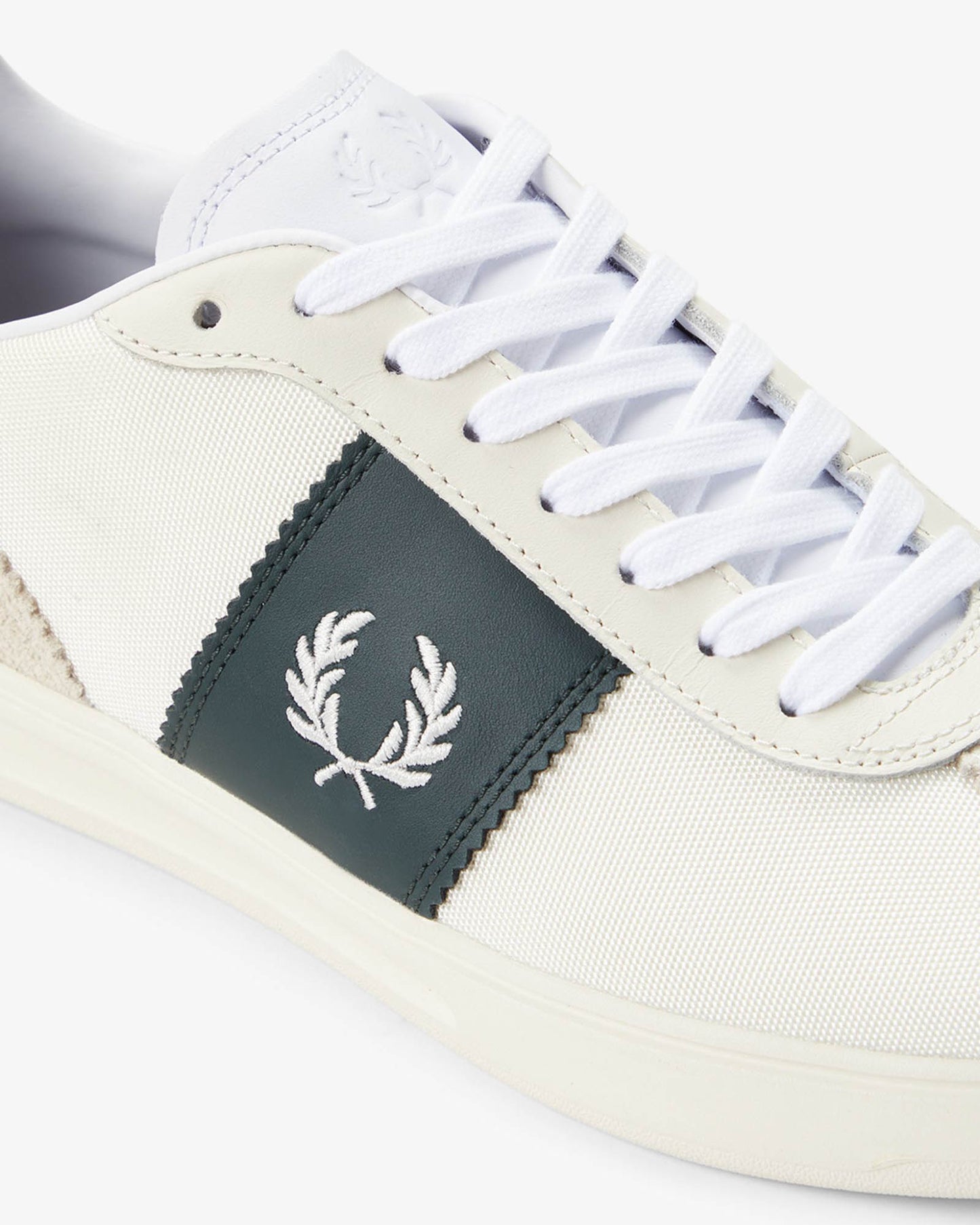 Fred Perry B4 Textured Poly/Suede Mens Trainers - Ecru 560 | CHO | Designer Mens Trainers