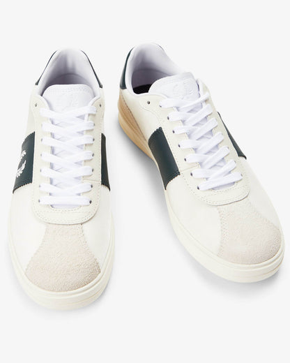 Fred Perry B4 Textured Poly/Suede Mens Trainers - Ecru 560 | CHO | Designer Mens Trainers