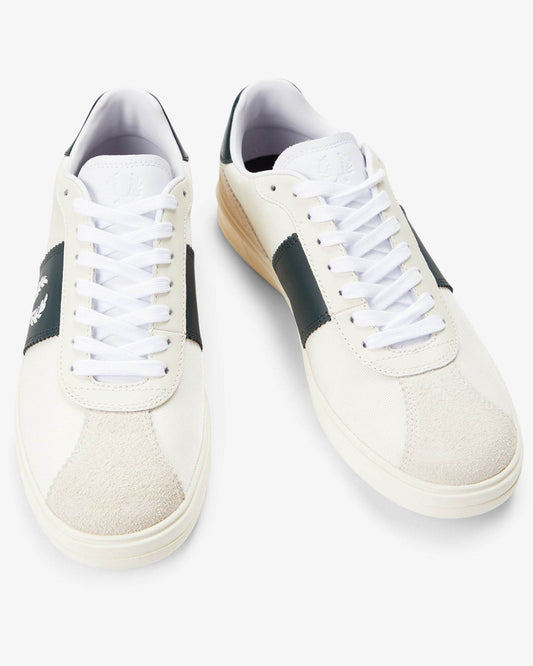 Fred Perry B4 Textured Poly/Suede Mens Trainers - Ecru 560 | CHO | Designer Mens Trainers