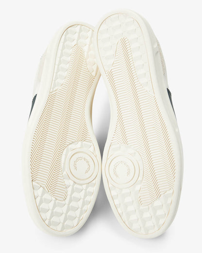 Fred Perry B4 Textured Poly/Suede Mens Trainers - Ecru 560 | CHO | Designer Mens Trainers