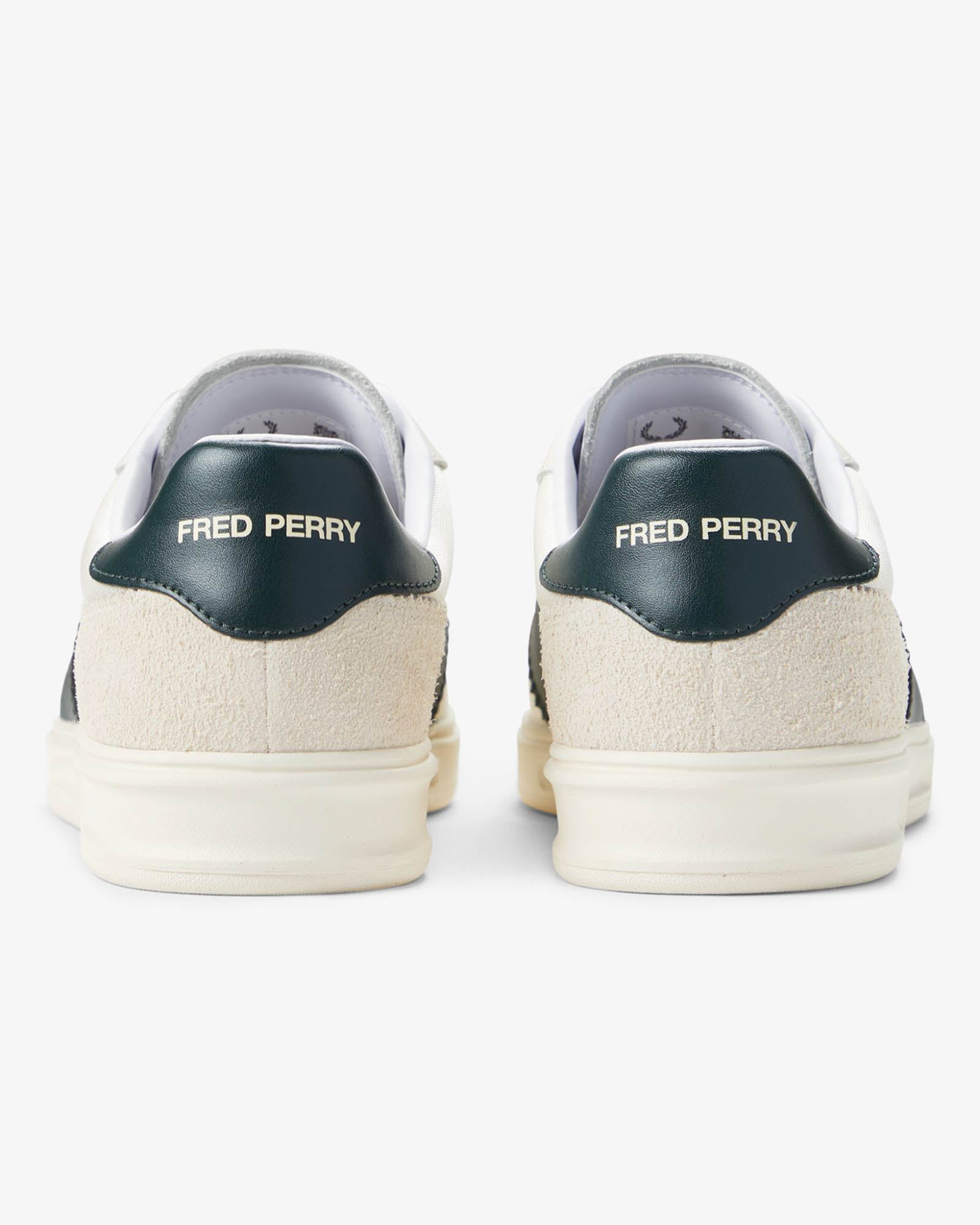 Fred Perry B4 Textured Poly/Suede Mens Trainers - Ecru 560 | CHO | Designer Mens Trainers