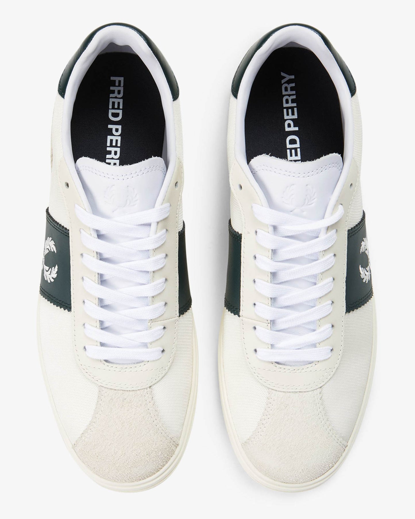 Fred Perry B4 Textured Poly/Suede Mens Trainers - Ecru 560 | CHO | Designer Mens Trainers
