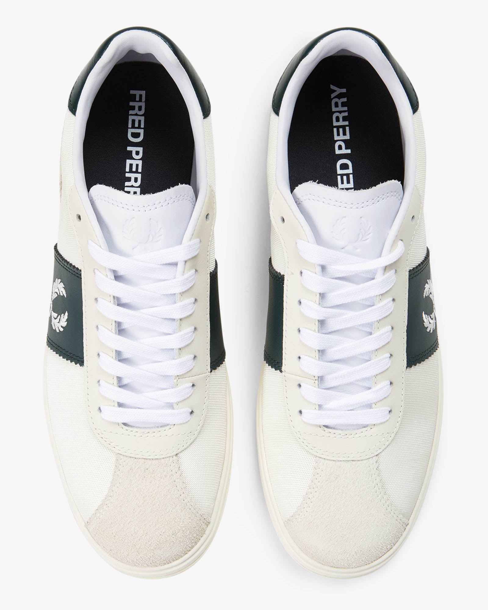 Fred Perry B4 Textured Poly/Suede Mens Trainers - Ecru 560 | CHO | Designer Mens Trainers