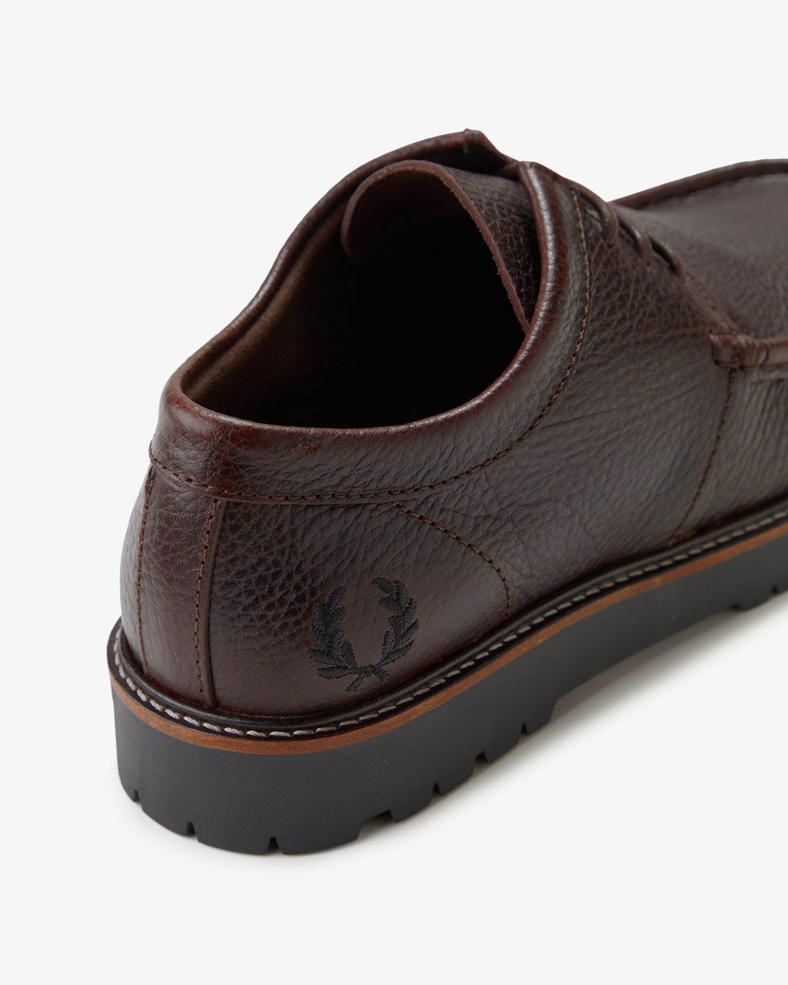Fred Perry Kenney Low Mens Tumbled Leather Derby Shoes - Rich Brown 33C, back