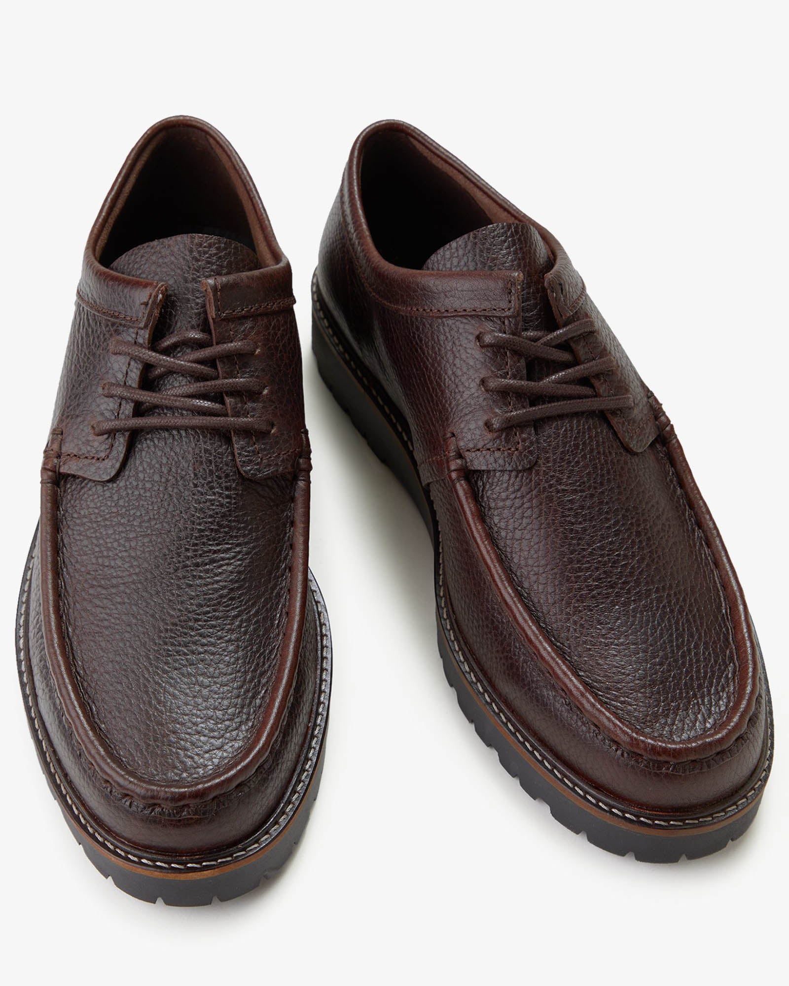 Fred Perry Kenney Low Mens Tumbled Leather Derby Shoes - Rich Brown 33C, pair