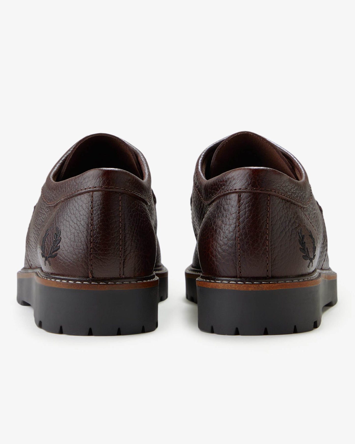 Fred Perry Kenney Low Mens Tumbled Leather Derby Shoes - Rich Brown 33C pair, back