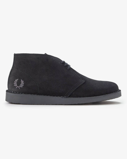 Fred Perry Hawley Suede Mens Desert Boots - Black 220 | CHO | Designer Mens Short Boots - Black 220 - UK8 EU42 US9 - 5063460046792
