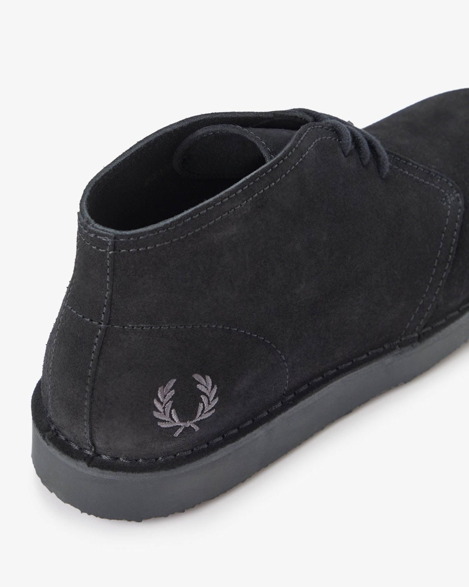 Fred Perry Hawley Suede Mens Desert Boots - Black 220 | CHO | Designer Mens Short Boots