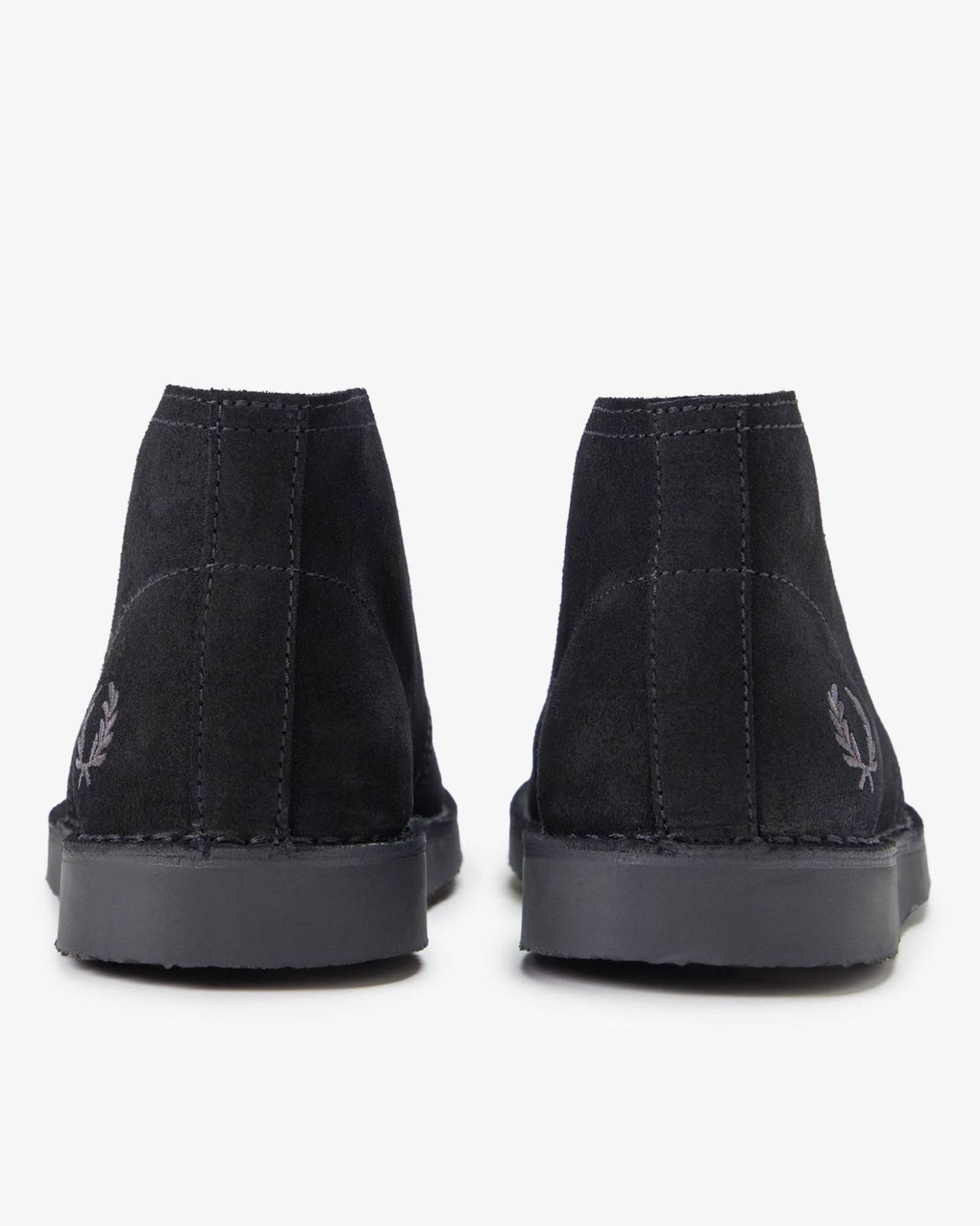 Fred Perry Hawley Suede Mens Desert Boots - Black 220 | CHO | Designer Mens Short Boots