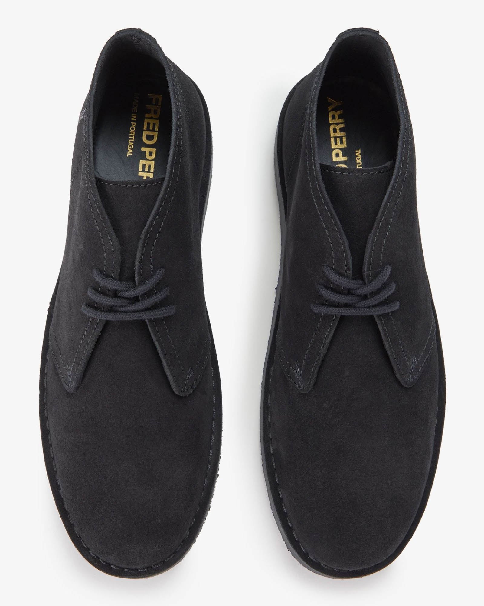 Fred Perry Hawley Suede Mens Desert Boots - Black 220 | CHO | Designer Mens Short Boots