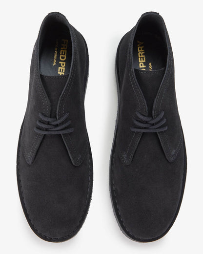 Fred Perry Hawley Suede Mens Desert Boots - Black 220 | CHO | Designer Mens Short Boots