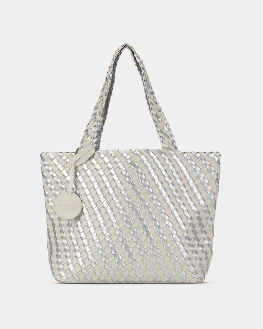 Ilse Jacobsen Reversable Dual Colour Womens Braided Shopper - Milk Creme Silver 121710