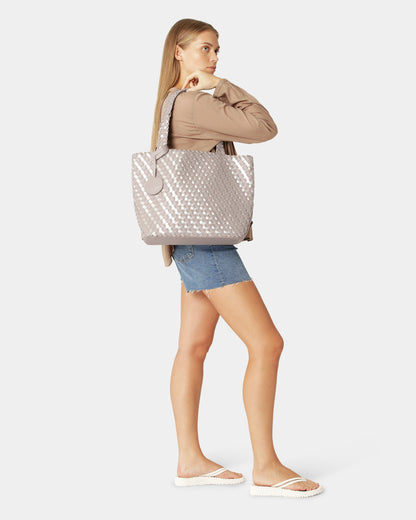 Ilse Jacobsen Reversable Dual Colour Womens Braided Shopper - Atmosphere Platin 149780