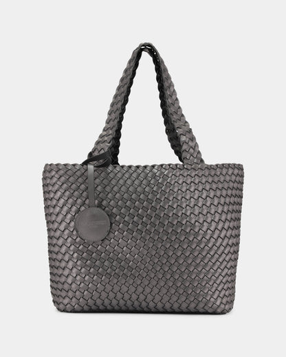 Ilse Jacobsen Reversable Womens Braided Shopper - Black Gun metal 001718