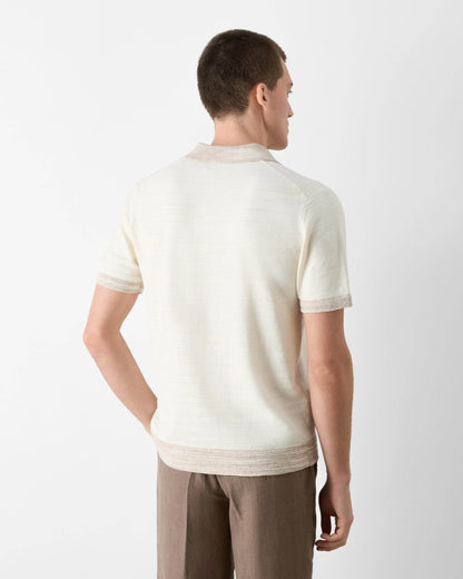 Oliver Sweeney Bassett Mens Knitted Polo Shirt - Off White
