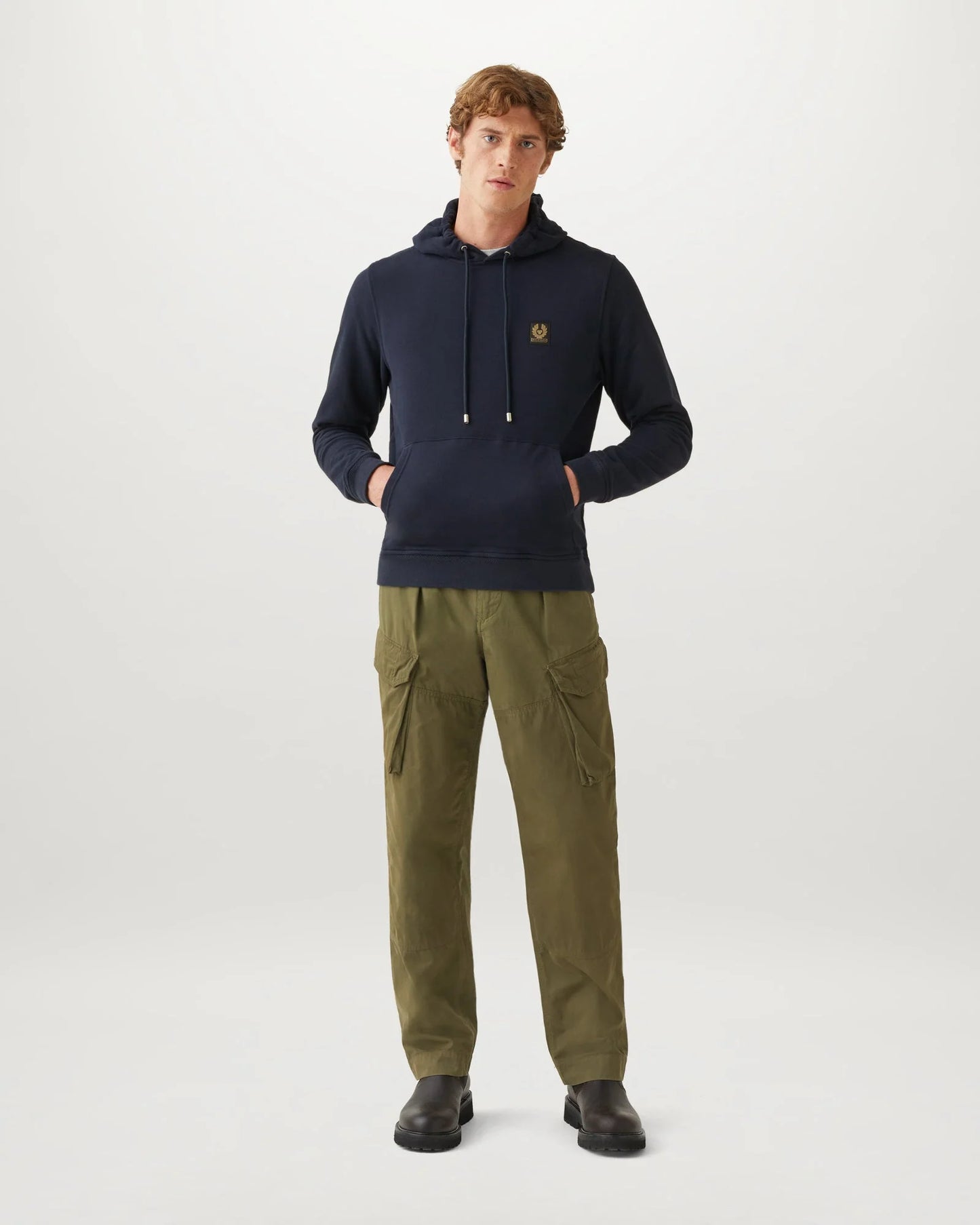Belstaff Mens Logo Hoodie - Dark Ink