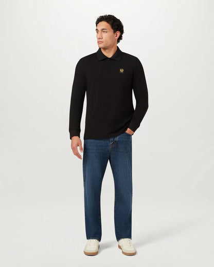 Belstaff Mens Long Sleeved Logo Polo - Black